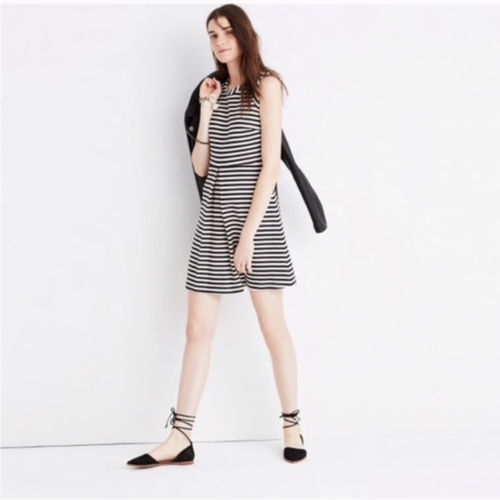 Madewell Black White Striped Afternoon Dress NWT Size Small